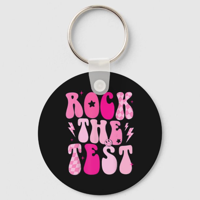 Rock The Test Cute Test Day Teacher Staar Test Squ Key Ring (Front)
