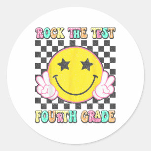 Rock The Test Day 4th Grade Teacher Fourth Grade T Classic Round Sticker