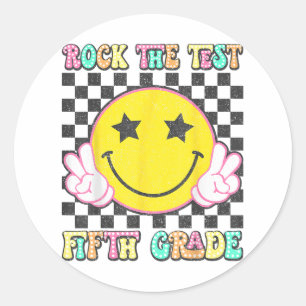 Rock The Test Day 5th Grade Teacher Fifth Grade Te Classic Round Sticker