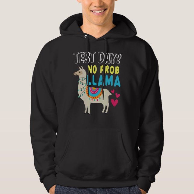 Rock The Test Day Llama Teacher Exam Testing Hoodie (Front)