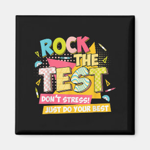 Rock The Test Day Motivational Retro Teachers Test Magnet