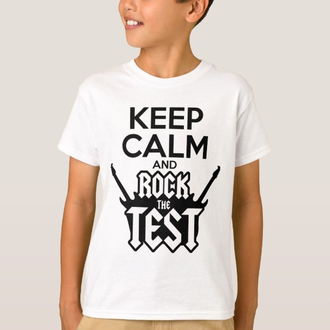 Rock The Test Day Teacher Testing Idea School  T-Shirt (Front)