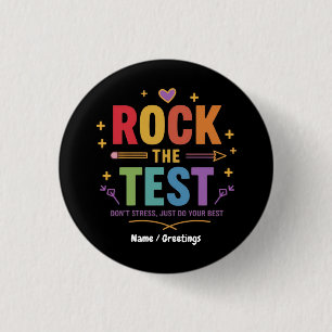 Rock the Test Don’t Stress Funny Motivational 3 Cm Round Badge