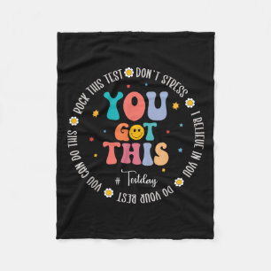 Rock The Test Teacher Testing Day Motivational Tes Fleece Blanket