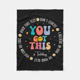 Rock The Test Teacher Testing Day Motivational Tes Fleece Blanket