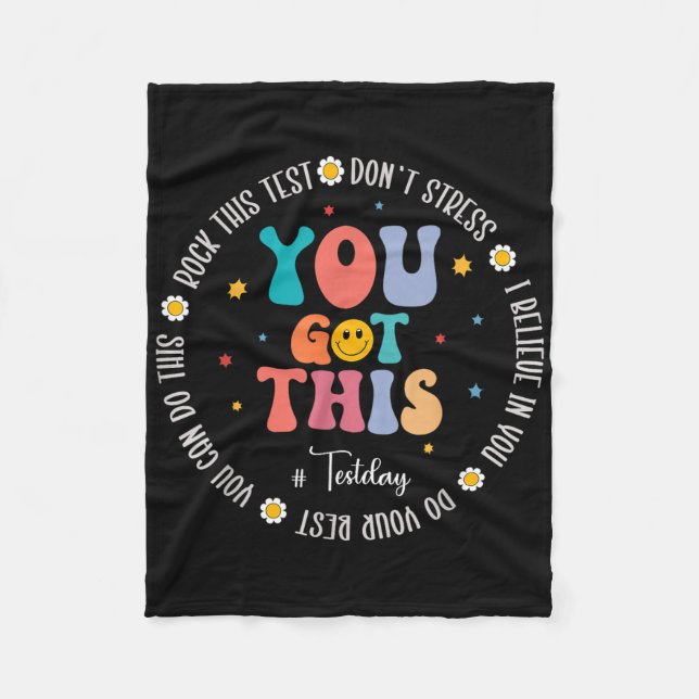 Rock The Test Teacher Testing Day Motivational Tes Fleece Blanket (Front)