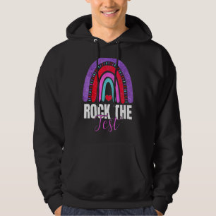 Rock The Test Test Day Teacher Testing Day Rainbow Hoodie