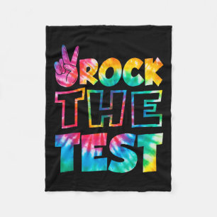 Rock The Test Testing Day Retro Motivational Teach Fleece Blanket
