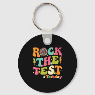Rock The Test Testing Day Retro Motivational Teach Key Ring
