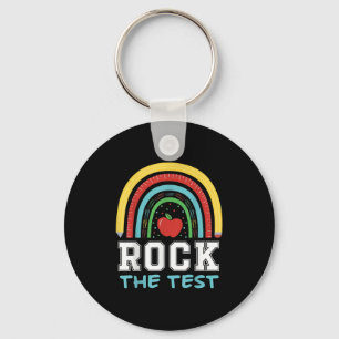 Rock The Test Testing Day Retro Motivational Teach Key Ring