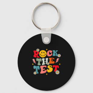 Rock The Test Testing Day Retro Motivational Teach Key Ring