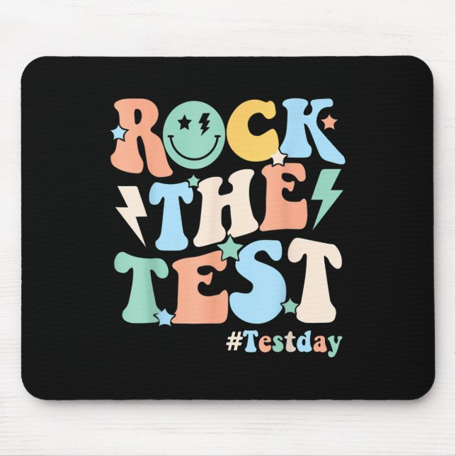 Rock The Test Testing Day Retro Motivational Teach Mouse Pad (Front)