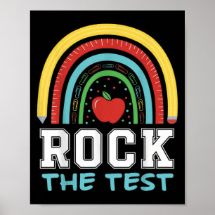 Rock The Test Testing Day Retro Motivational Teach Poster