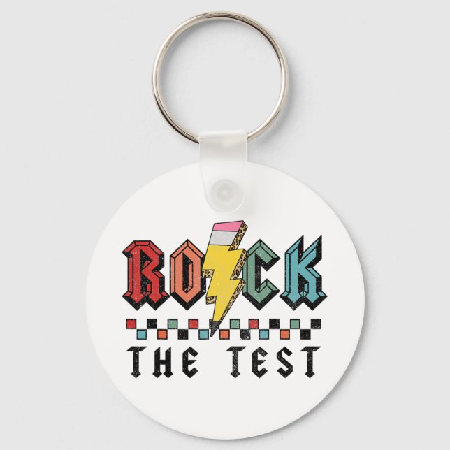 Rock The Test Testing Day Shirts For Teacher Men W Key Ring (Front)
