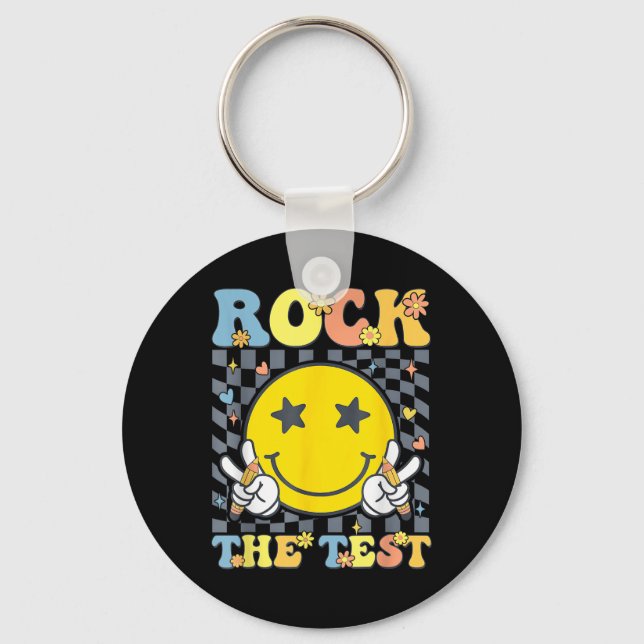 Rock The Test Testing Day Teacher  Key Ring (Front)
