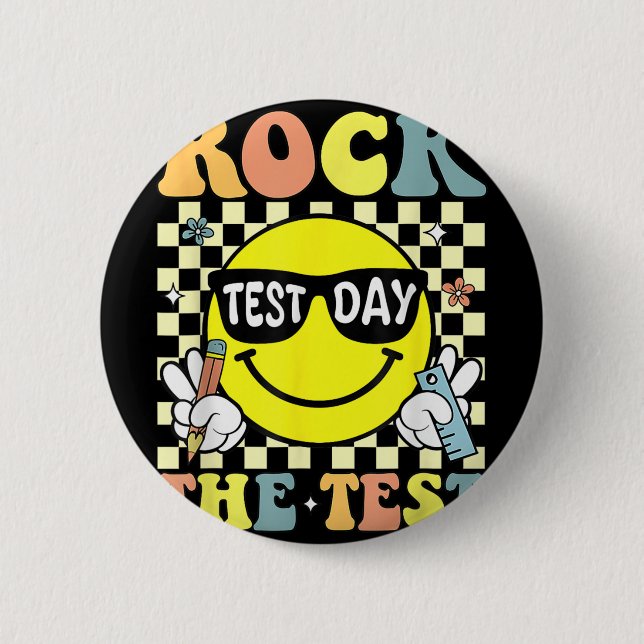 Rock The Test Testing Motivational Teacher  6 Cm Round Badge (Front)