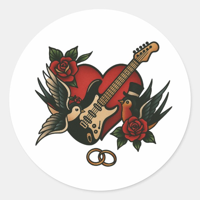 Rock Themed Wedding Stationary - Sticker (Front)