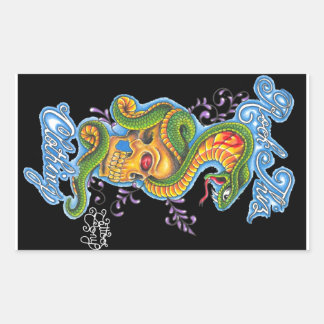 Rock Thiz Clothing & Tattoo Tony Skull & Snake Rectangular Sticker