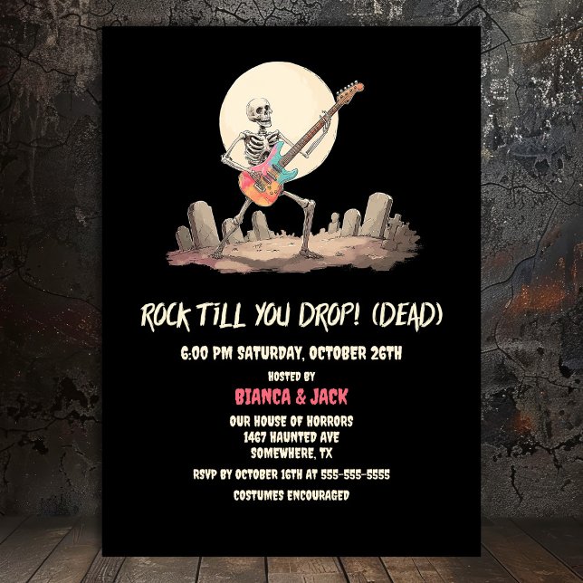 Rock Till You Drop Dead Halloween Party Invitation (Creator Uploaded)