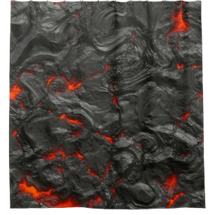 Rock volcanic hot lava burn boil shower curtain