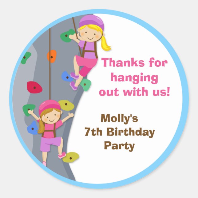 Rock Wall Birthday Party Favour Stickers (Front)