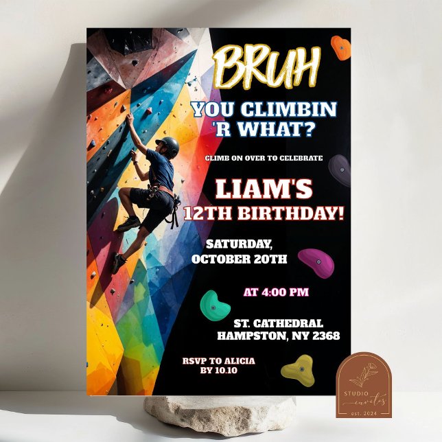 Rock Wall Climbing Birthday Boy Invitation (Creator Uploaded)