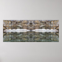 Rock Wall Reflections In Pond Mirror Abstract