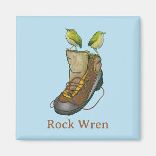 Rock Wren Tuke On a hiking boot Magnet