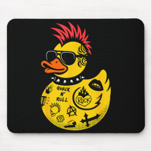 Rock Yellow Rubber Duck Men Women Kids Funny Duck  Mouse Pad