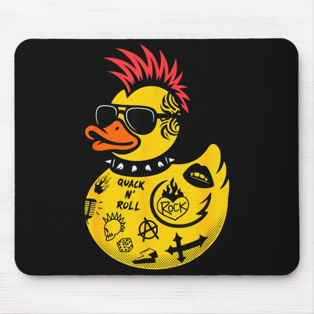 Rock Yellow Rubber Duck Men Women Kids Funny Duck  Mouse Pad (Front)