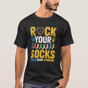 Rock Your Socks World Down Syndrome Day Colourful T-Shirt