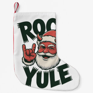 Rock Yule Santa Devil Horns Yule krampus  Small Christmas Stocking