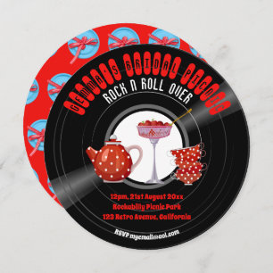 Rockabilly Bridal Shower Vinyl Record Retro 1950s Invitation