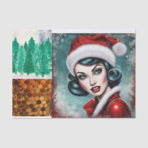 Rockabilly Christmas Girl Decoupage Paper 