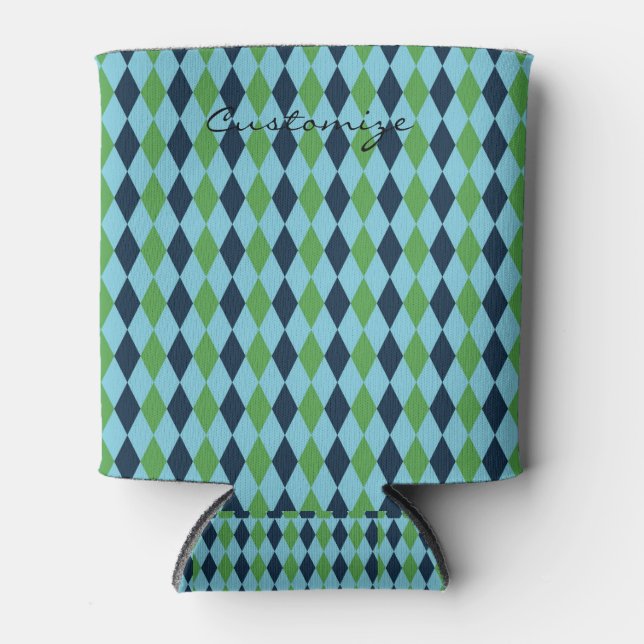 Rockabilly diamond plaid Thunder_Cove Can Cooler (Front)