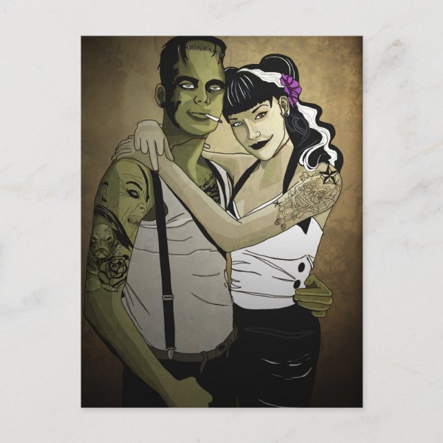 Rockabilly Frank and Bride Postcard (Front)