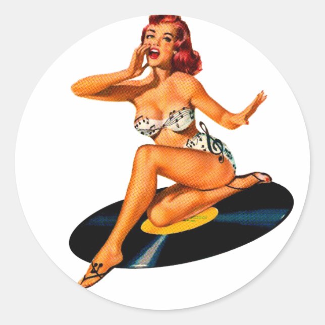 Rockabilly Goddess Classic Round Sticker (Front)