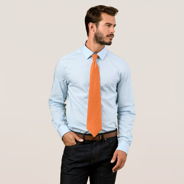 Rockabilly Neon Orange Doodle Satin Tie (In Situ)