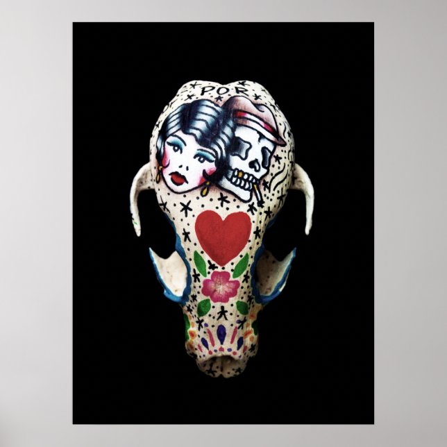 Rockabilly Painted Skull Poster (Front)