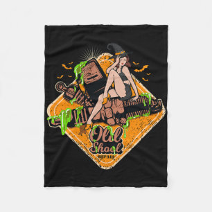 Rockabilly Pin-up Girl Witch Rock Music Halloween Fleece Blanket