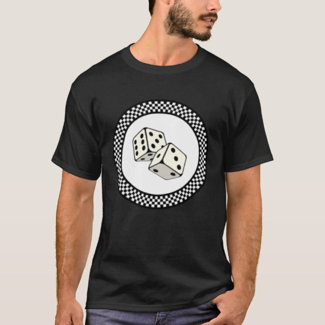 Rockabilly Retro Vintage Chequerboard Pattern Dice T-Shirt (Front)