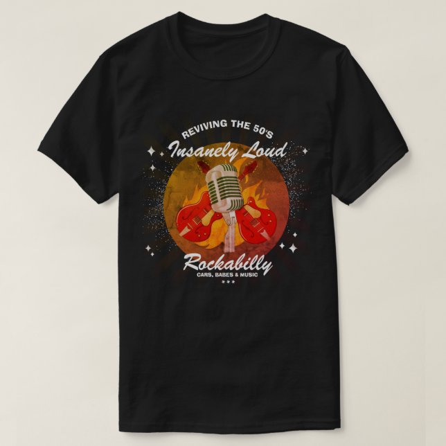 Rockabilly Reviving The 50's Guitars Mic Graphic T-Shirt (Design Front)