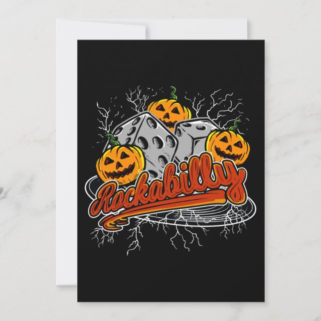 Rockabilly Rock Music Pumpkin Halloween Costume Invitation (Front)