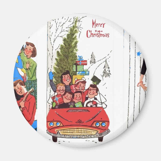 rockabilly vintage Christmas Magnet (Front)