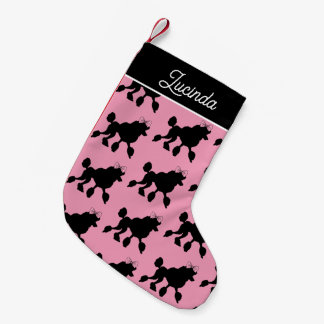 Rockabilly Vintage Poodles on Pink Small Christmas Stocking