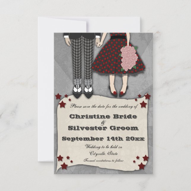 Rockabilly Wedding, 3.5x5 save the date (Front)