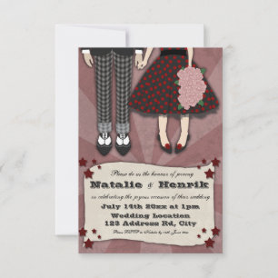 Rockabilly Wedding, 3.5x5 wedding Invitation