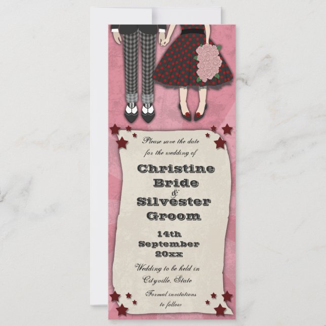 Rockabilly Wedding, 4x9.25 save the date (Front)