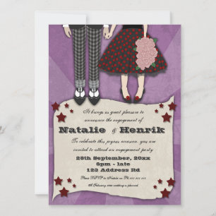 Rockabilly Wedding, 5.5x7.5 engagement Invitation