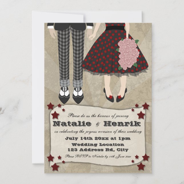 Rockabilly Wedding, 5x7 wedding * Invitation (Front)